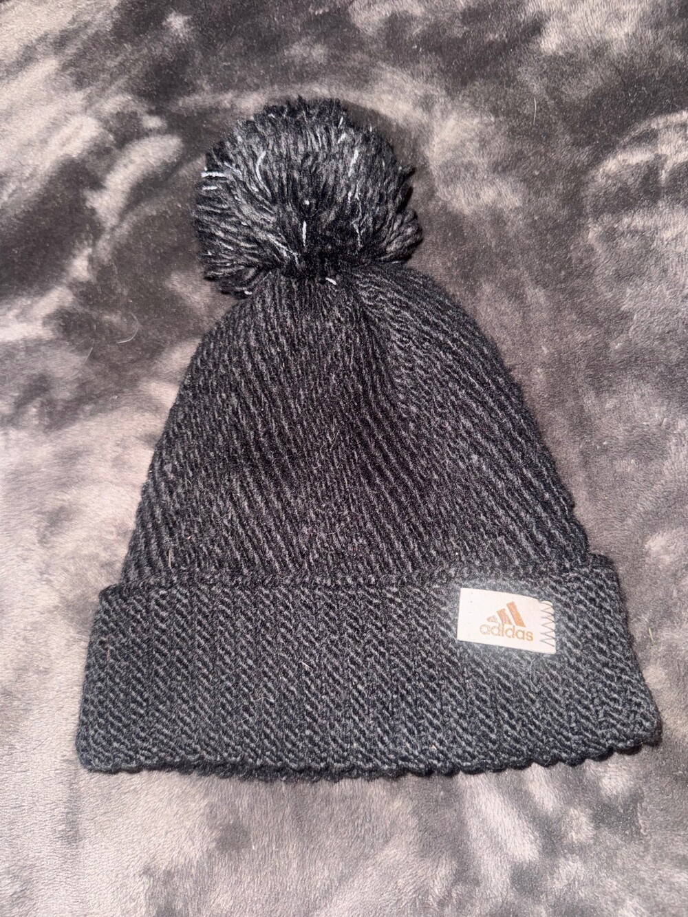Adidas Black Knit Pom Beanie Winter Hat